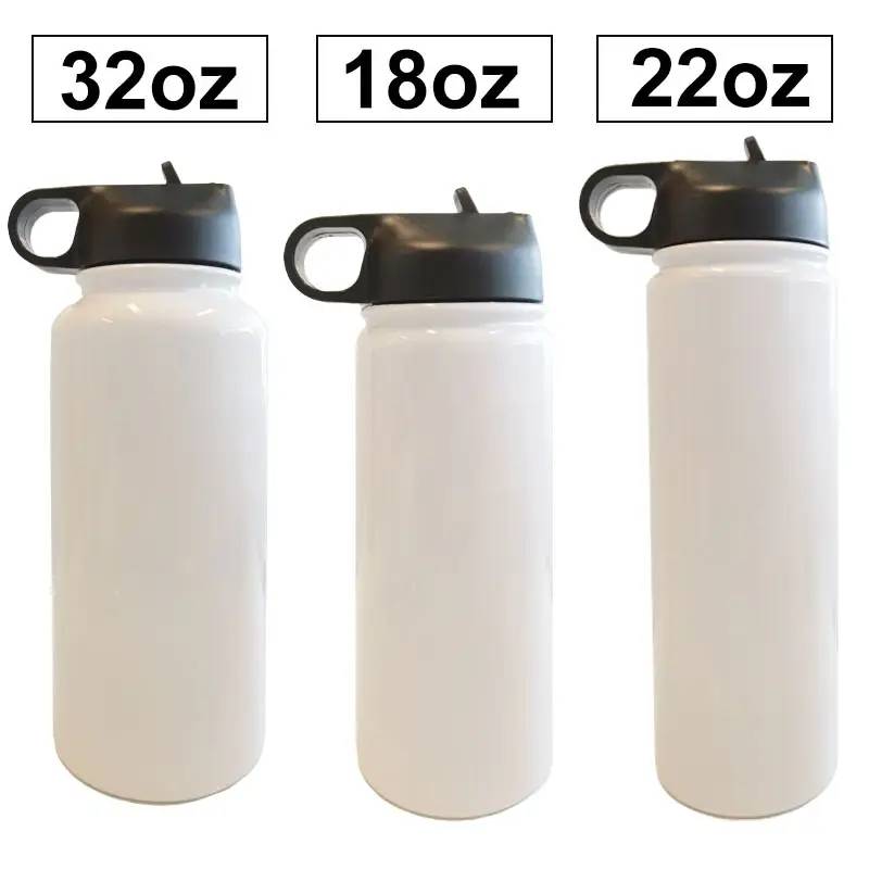 Pack of 10) 32oz or 18oz White Sublimation Sport Bottle Tumbler