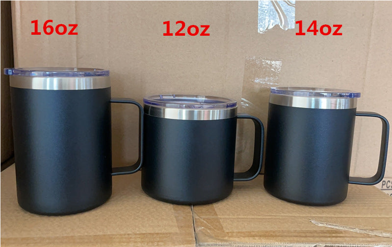 16oz Wholesale Coffee Mug Vacuum Insulated Camping Mug With Lid, Double Wall Stainless Steel Travel Tumbler Cup, Coffee Thermos Outdoor, Powder Coated Mug