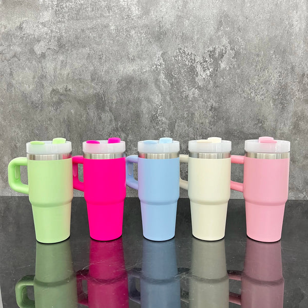 14oz Wholesale Sublimation Macaron Powder Coated Baby Kids Double Wall Vacuum Insulated Tumbler with Handle-25 pack