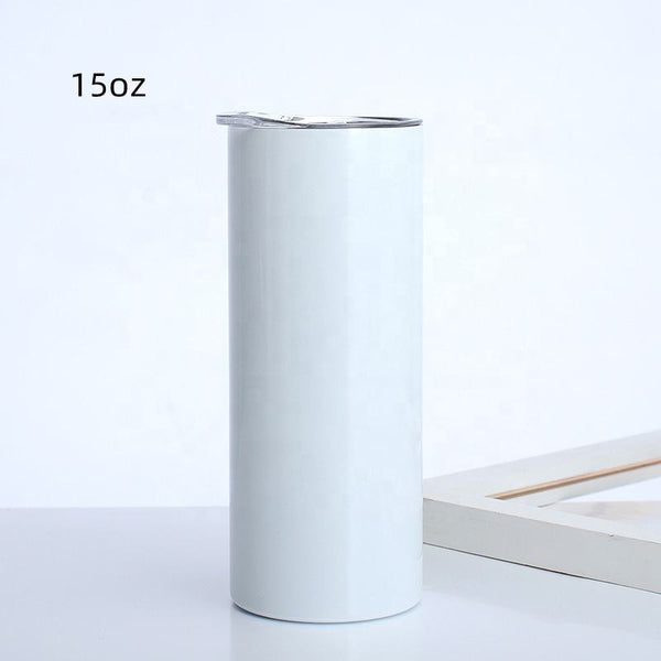 15oz US Warehouse wholesale sublimation stainless tumbler white cups with straw-25/50 pack