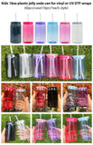 16oz wholesale Acrylic Clear Colorful Jelly Cans With PP Lid And Straws -60 Pack