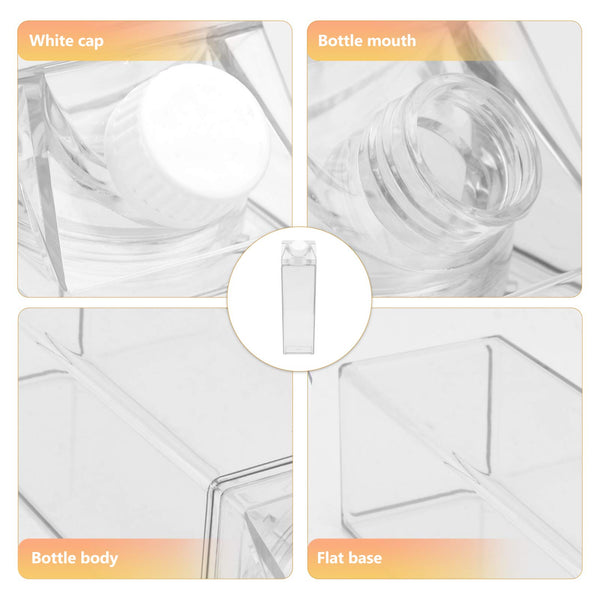 17 oz US Warehouse Wholesale Clear Plastic Milk Carton Water Bottle Box Portable Square Juice Bottle for Outdoor Sports Travel Camping-60 pack