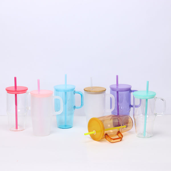 20oz wholesale kids quencher glass tumbler with handle good for sublimation and uv def wraps -20 pack