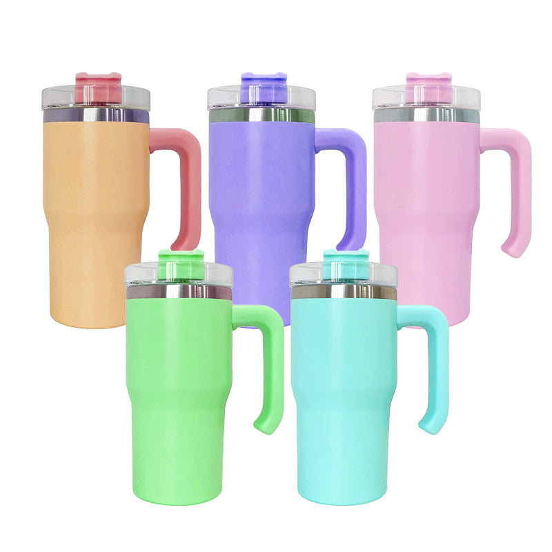20oz US Warehouse wholesale Sublimation Macaroon matte Kids Tumbler With Handle Mini Stamly Cups-25 pack