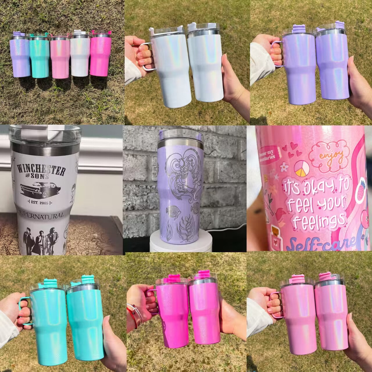 US warehouse 20oz sublimation sparkly stanley tumblers shimmer curve mugs for kids 20 pack