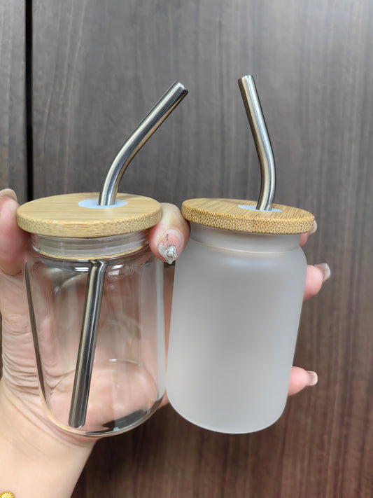 3.5 oz US Warehouse wholesale Sublimation Clear or Frosted Shot Glass Mini Tumbler Shot Glass with Metal Straw-50 pack