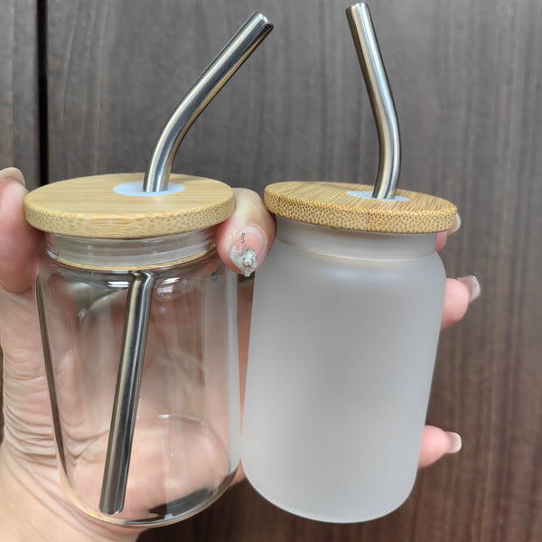 3.5 oz US Warehouse wholesale Sublimation Clear or Frosted Shot Glass Mini Tumbler Shot Glass with Metal Straw-50 pack