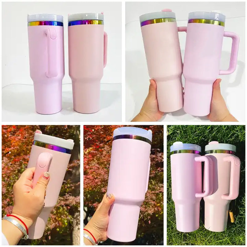 40oz US Warehouse wholesale quencher Valentine Pink Purple H2.0 laser engraving rainbow plated powder coated tumblers-20 pack