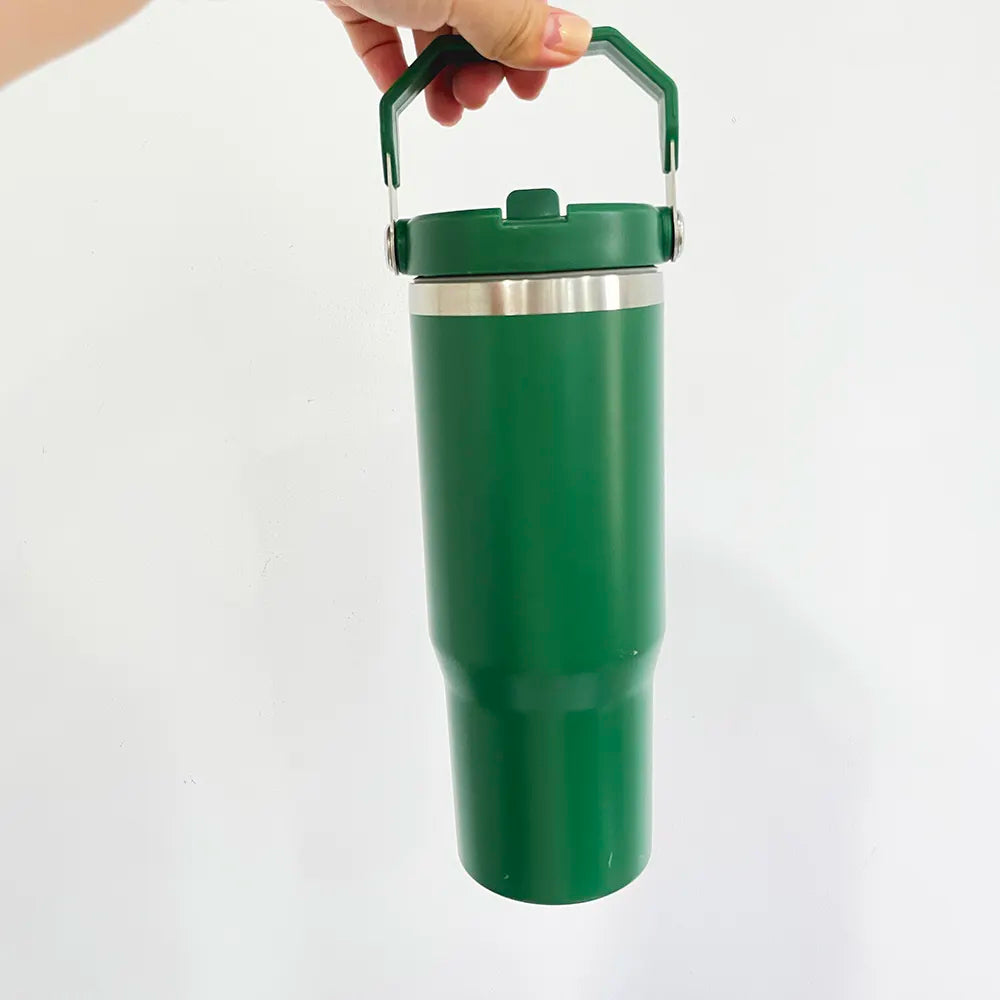US shipping 30oz flip straw man style tumbler blank sublimation bottle with handle leak proof-25 pack