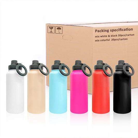 32oz wholesale mirror copper plated powder water bottle with magnetic phone holder and magnetic rings-20 pack