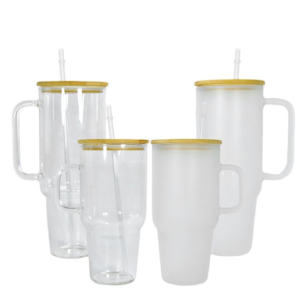 Us warehouse wholesale 32oz/40oz sublimation clear/frosted glasses tumbler Stanley dupes Can glass