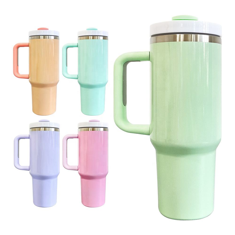 40oz US Warehouse wholesale Macaroon Sublimation Tumbler Matte And Glossy H2.0 Quencher Dupes Mug-25 pack