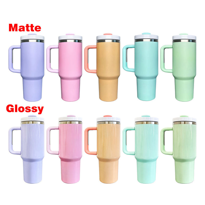 40oz US Warehouse wholesale Macaroon Sublimation Tumbler Matte And Glossy H2.0 Quencher Dupes Mug-25 pack