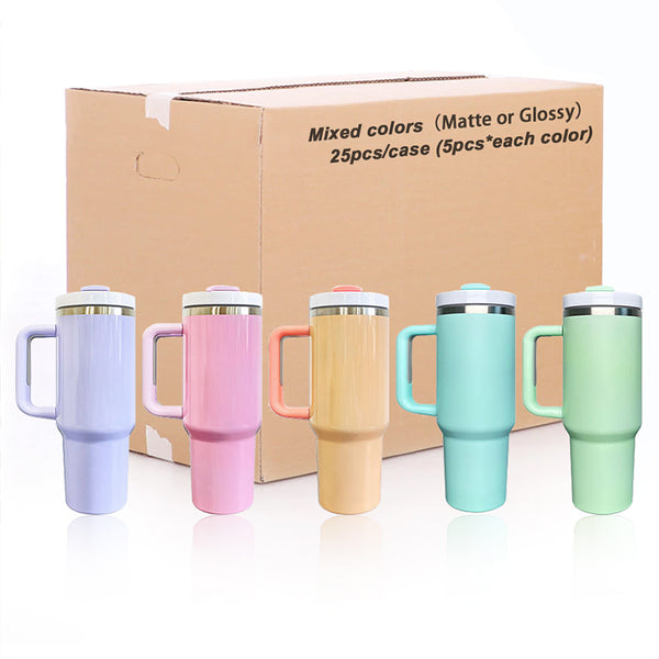 40oz US Warehouse wholesale Macaroon Sublimation Tumbler Matte And Glossy H2.0 Quencher Dupes Mug-25 pack