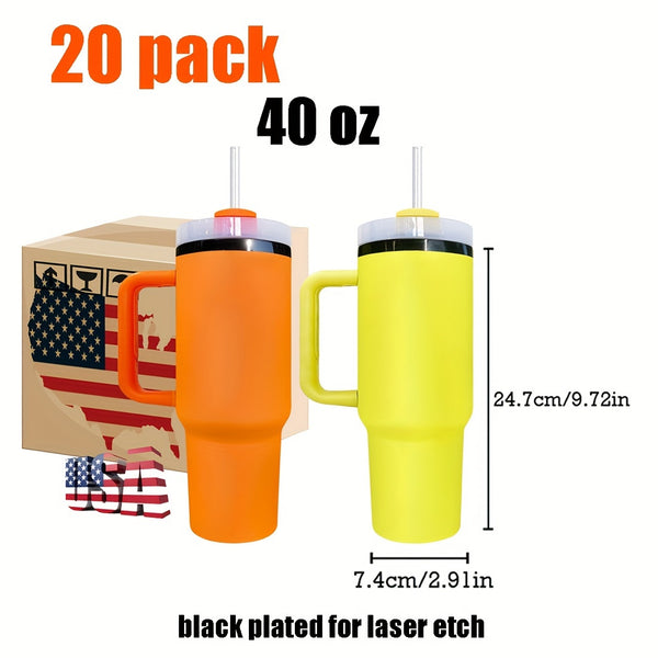 40oz US Warehouse Wholesale black laser plated tumbler stainless steel insulated quencher dupes for engraving-20 pack