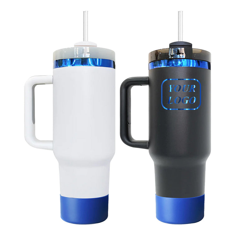Wholesale 40oz Blue Laser Plated Tumbler Double Wall Stainless Steel Vacuum Insulated Powder Coated H2.0 Quencher Dupes For Engraved