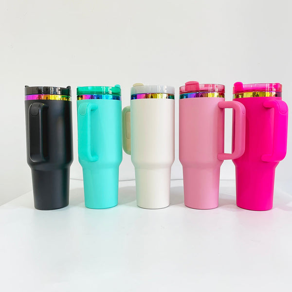 US shipping 40oz laser engraved rainbow powder coated tumbler 20 pack