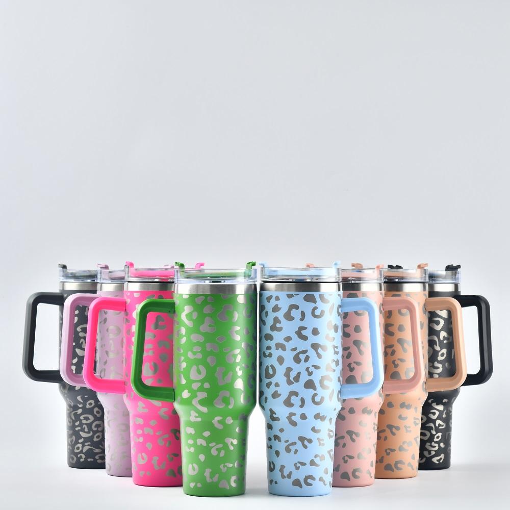 US shipping wholesale 40oz Leopard Engraved Tumbler 16 Pack mixed color case