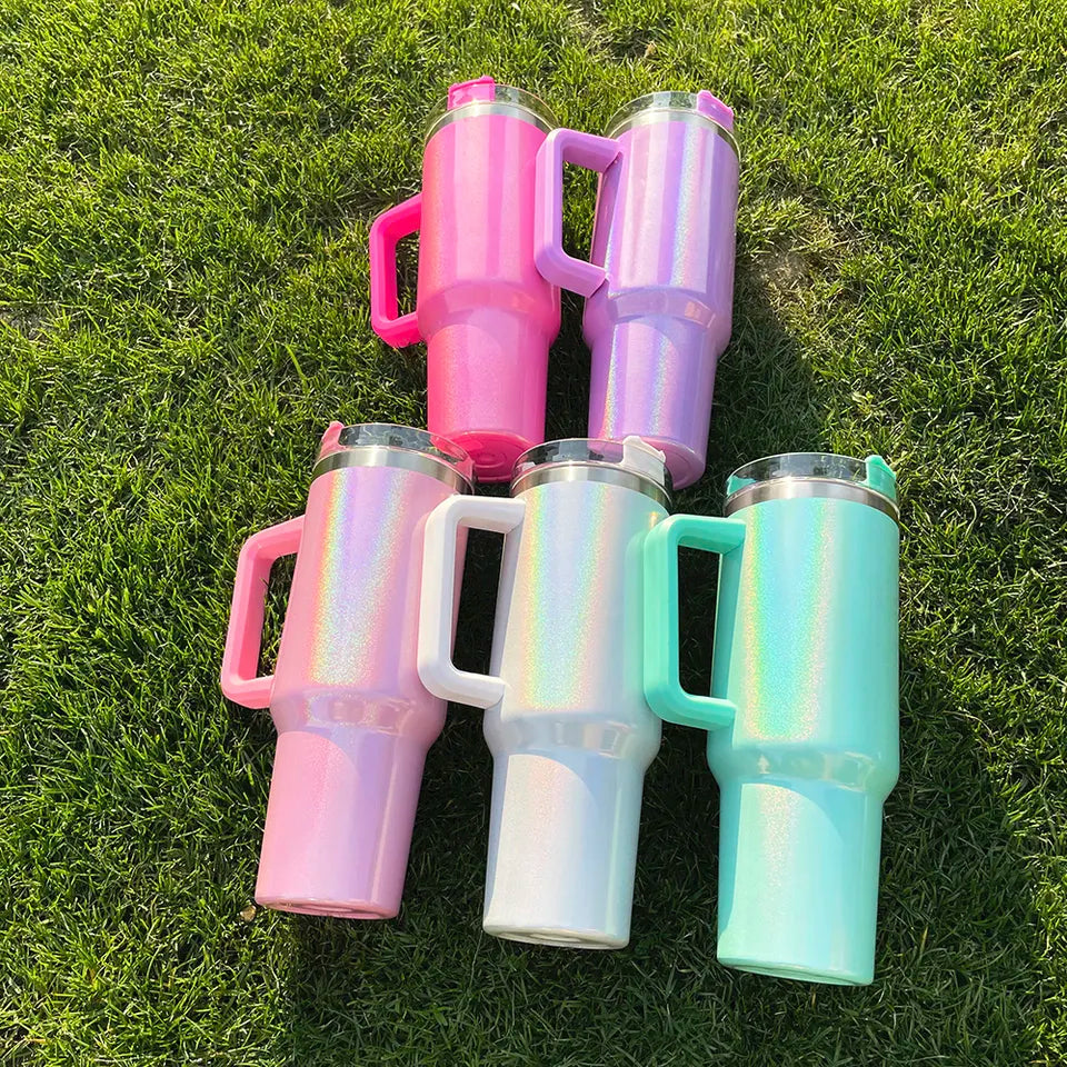 40oz Sublimation Shimmer Tumbler Solid Colors Stanley Glitter Mug With Lid  20 Pack In Bulk – Meline Wang Blanks