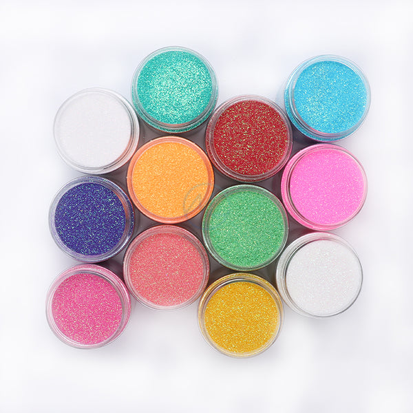 Ultra Fine Glitter Powder & Neon Glitter Iridescent 12 Colors,Resin Glitter, Nail Glitter, Craft Glitter, Sparkle Flakes Sequins Glitter for Epoxy Resin, Tumblers, Crafts 1/96"