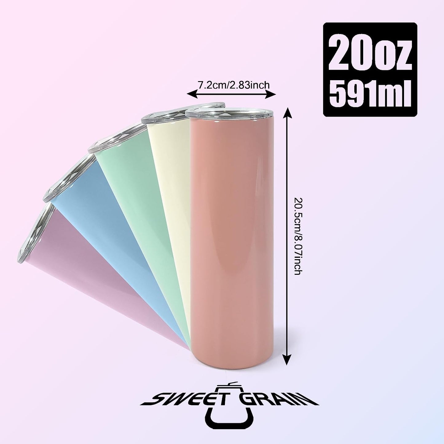 20oz sublimation macaron color sweet grain straight tumbler stainless steel vacuum insulated wholesale 25 pack in bulk