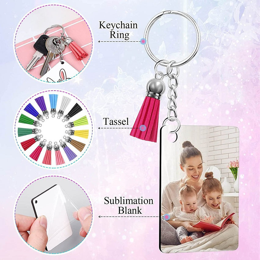 Double-sided 2 MDF Sublimation Keychain Blanks 