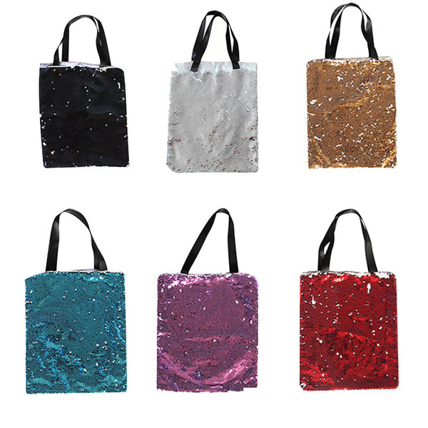 wholesale sublimation magic sequin tote blank hand bags 7 colors available