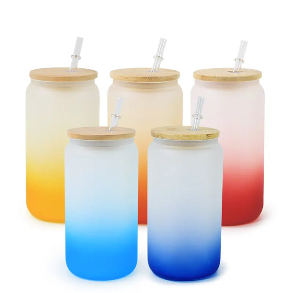 16oz wholesale sublimation colored frosted beer glasses-50pcs