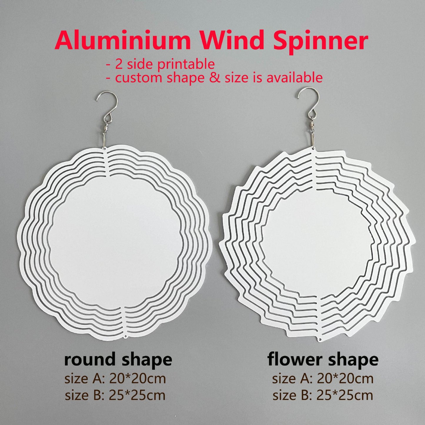Wholesale Sublimation Wind Spinner Blanks 26 shapes 3 Inch 8 Inch 10 Inch In Bulk 3D Aluminum Metal Wind Spinners for Yard and Garden Indoor Outdoor Window Porch Front Door Decoration Round