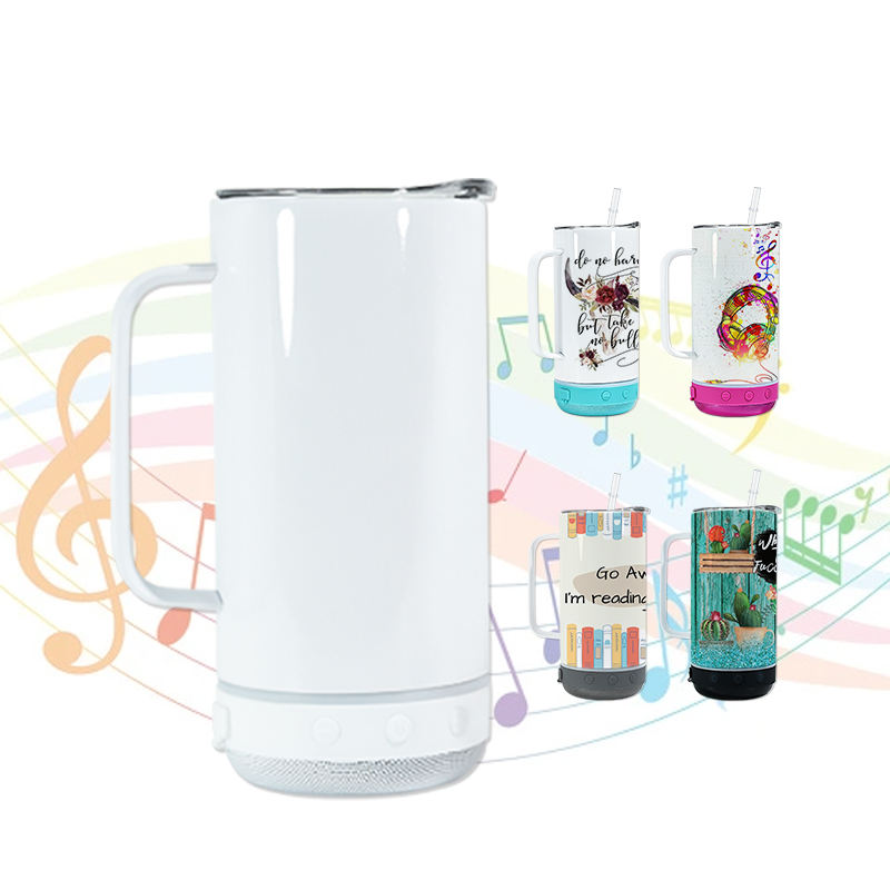 16oz wholesale sublimation 4 in 1 speaker can cooler with handle stainless  steel tumbler-25pcs