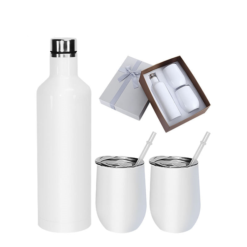 500ml/17oz wholesale sublimation wine bottle sets with 12oz wine tumbler-10 sets
