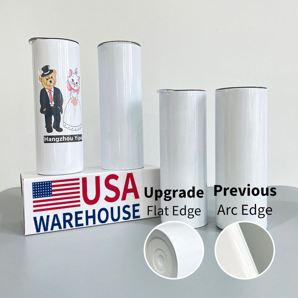 Wholesale 20oz Bulk Sublimation Blank White Skinny Tumbler Stainless Steel  Tapered Water Bottle Cups With Lid